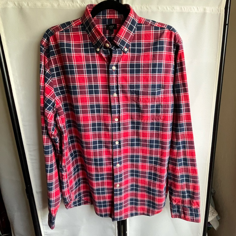 J.Crew Red Plaid Button Down Shirt